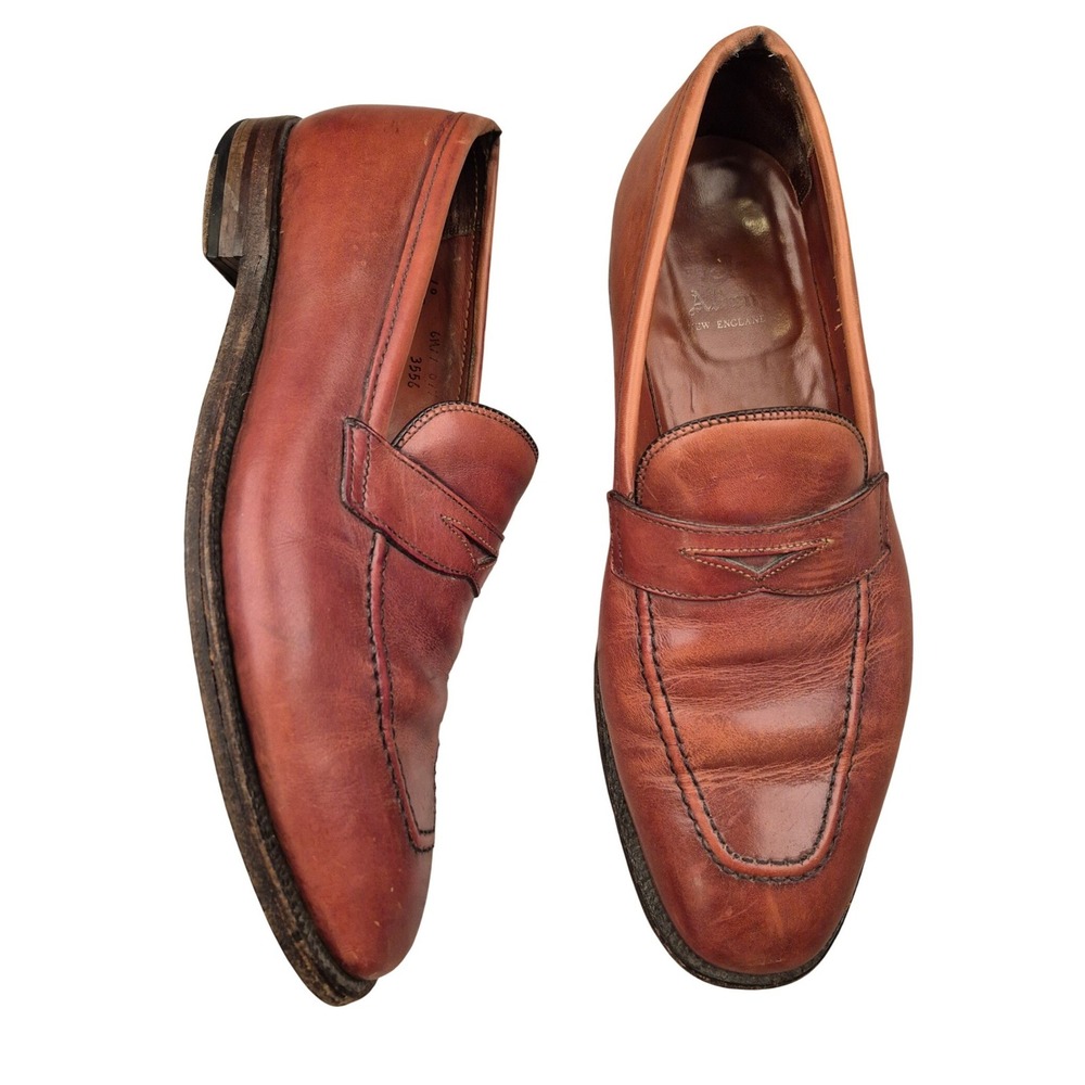 Alden New England Mens Tan Leather Penny Loafers Slip On Dress Shoes‎ Sz 10 B/D